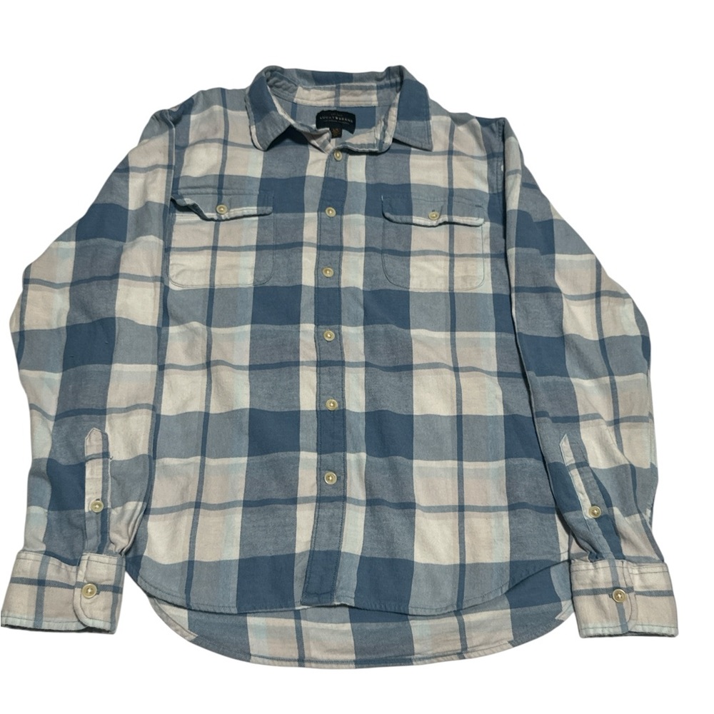 Lucky Brand Blue and White Plaid Button-Down Shirt